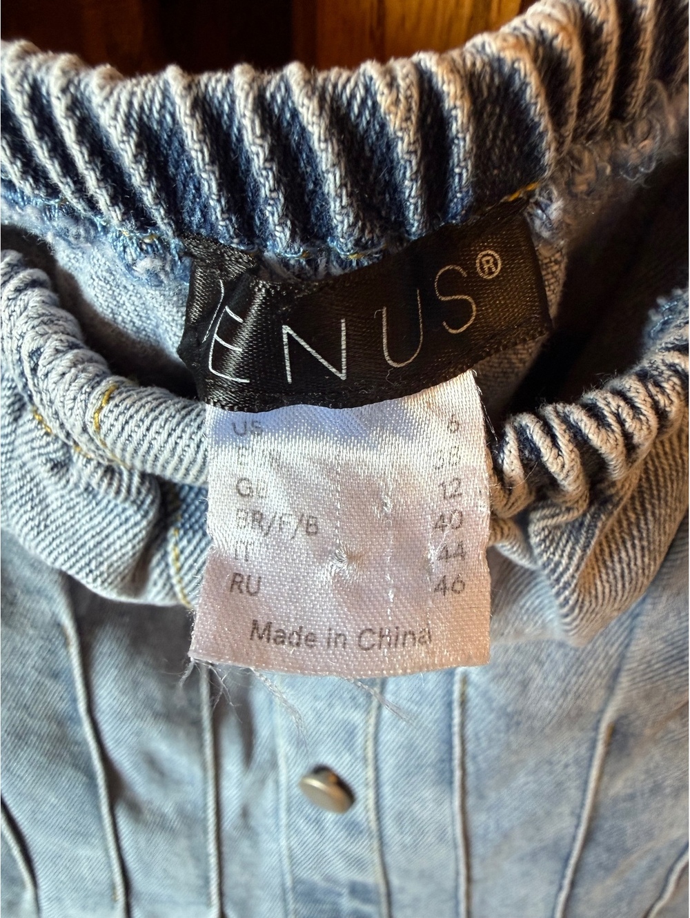 Venus Denim Corset Mini Dress Light Wash Button Front Square Neck Size 6 - Picture 5 of 5